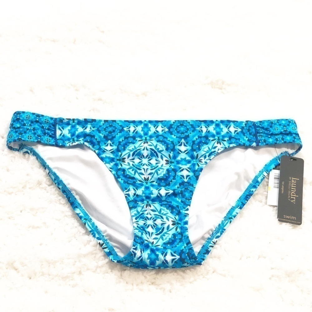 🆕 Laundry Shelli Segal floral blue hipster bikini bottoms women’s medium